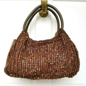 Santi Designer Purse Embroidered Wooden Beaded Bag - image 1